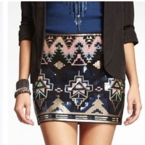 Express Sequin Embellished Mini Skirt, S